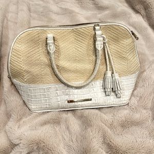 Brahmin Vivian Macaroon Raffia satchel purse